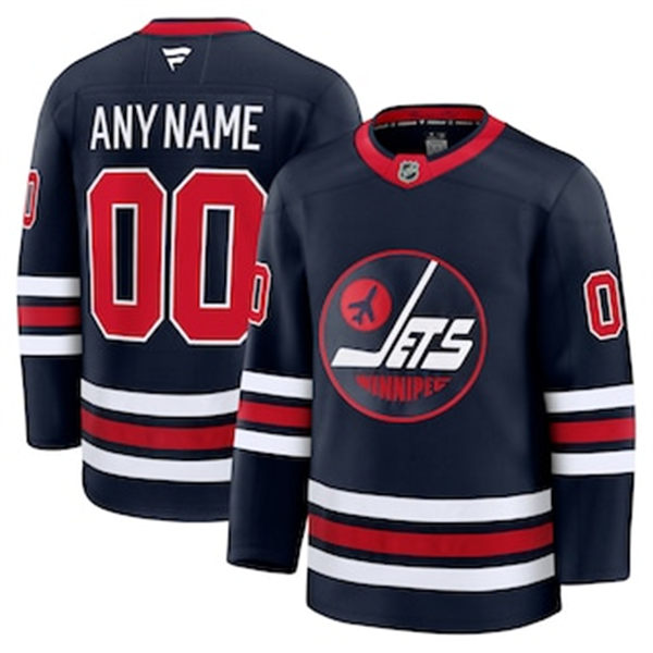 Men's Winnipeg Jets Custom Fanatics Navy Alternate Reverse Retro 2.0 Premier Jersey